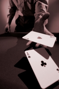 Learn to master the art of dropping cards to pull off this trick.