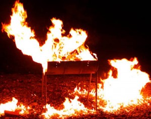 A raging fire is a backyard grilling disaster