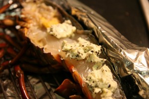 Grilled lobster served with truffle butter is an extravagant recipe