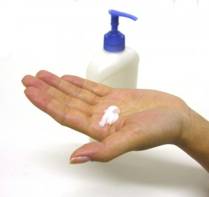 lotion on hands