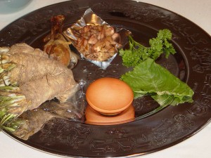The Passover seder plate is part of the Passover tradition