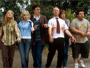 Shaun of the Dead is on the list of top ten zombie movies