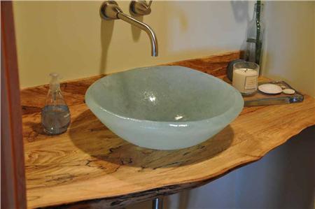 green glass sink
