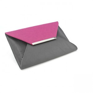 pink and grey clutch purse
