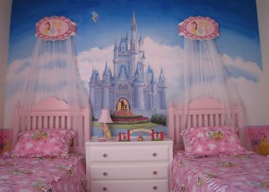 Princess bedroom with mural