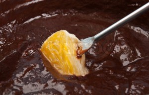 delicious chocolate fondue with orange
