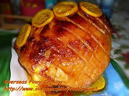 Orange glazed ham