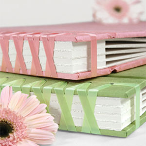 pink and green scrapbooks