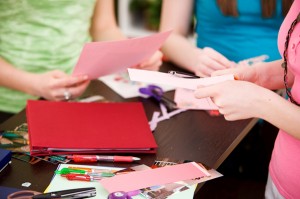 people scrapbooking