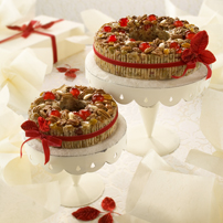 fruitcake on cake plates