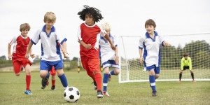 Kids playing soccer