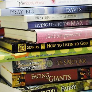 stack of Christian books