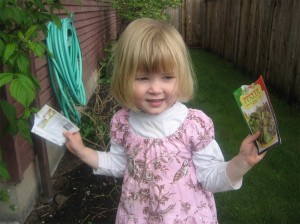 girl with seed packets