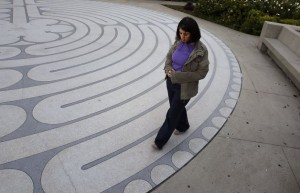 woman walking labyrinth