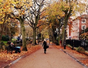 woman walking in city