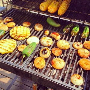 vegetables on grill