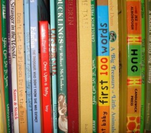 childrens books on shelf