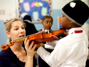 violin teacher and student
