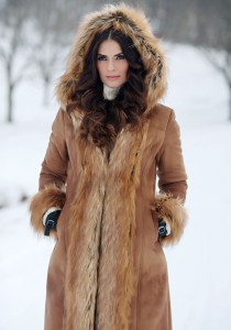 woman wearing fake fur coat