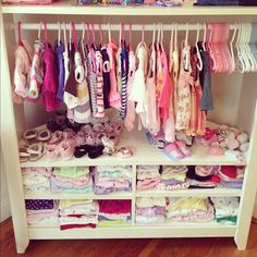 Baby clothes in closet