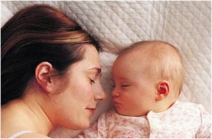 mom and baby sleeping