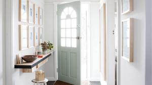 front hall with shelf