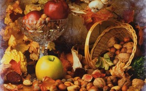 nuts and fruit on table