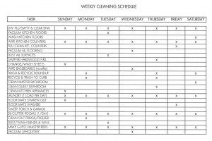 home management cleaning schedule
