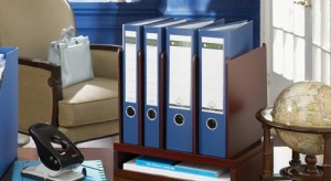 binders on a desk