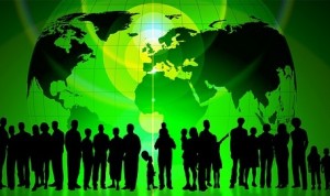 green globe with people
