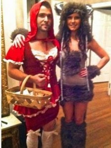 couple in bad halloween costumes