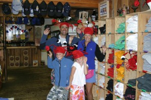 family in lobster hats