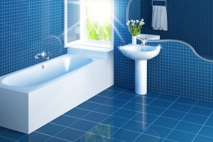 blue bathroom