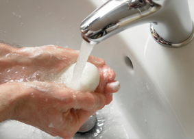 hand washing with soap