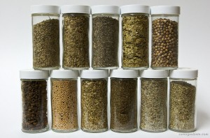 bottles of herbs and spices