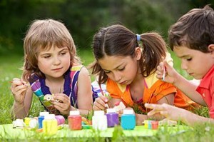 kids playing with paint