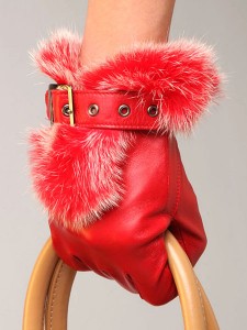 orange winter gloves