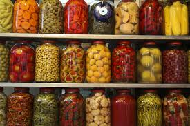 Home canned foods on shelf