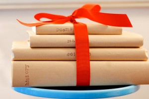 books wrapped in paper