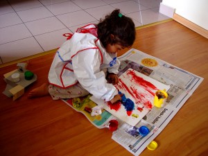 child finger paper