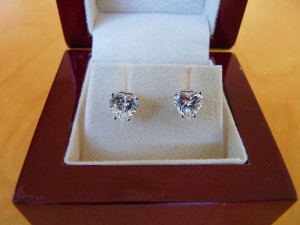 diamond earrings in box