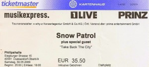 snow patrol concert ticket