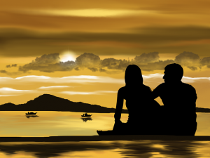 romantic couple on beach