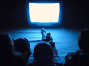 kids watching movie