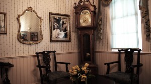 waiting room with clock