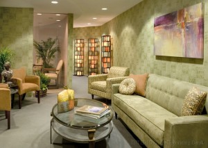 waiting room with couch and art