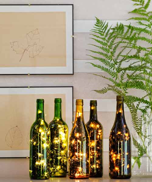 wine bottle lights DIY