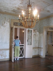 chandelier in empty bedroom