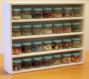 glass jars of craft supplies