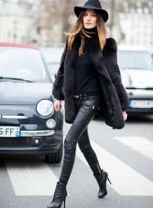 With leather